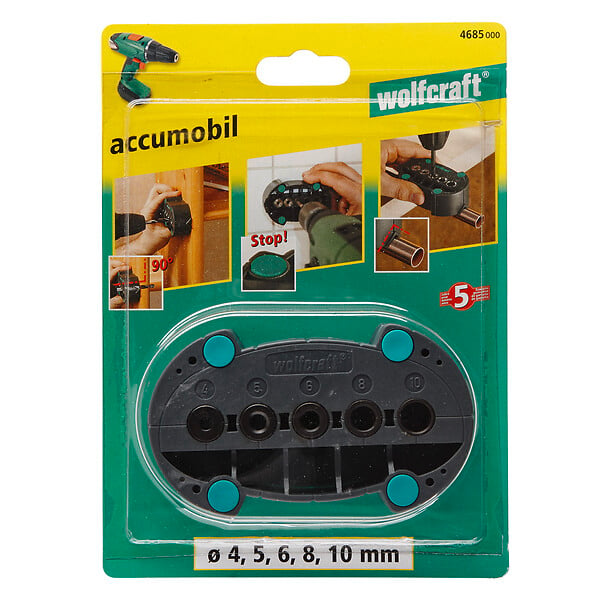 WOLFCRAFT - Guide de perçage droit - Douilles métal 4-10mm - 5 douilles - large