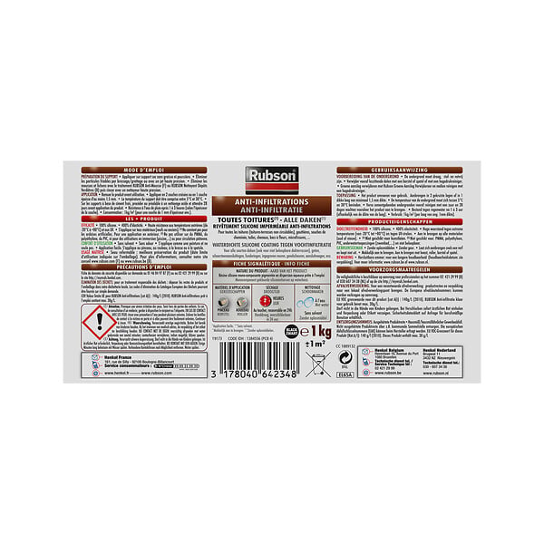 RUBSON - Revêtement d'étanchéité Toitures Anti-infiltrations noir seau 1kg - large