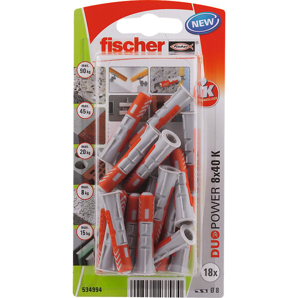 FISCHER - Blister de 18 chevilles Duopower - 8x40mm - large