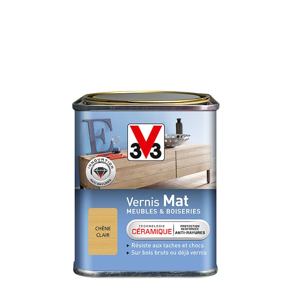 V33 BOIS - Vernis Meubles et Boiseries Mat Chêne clair Pot 0.25l - large