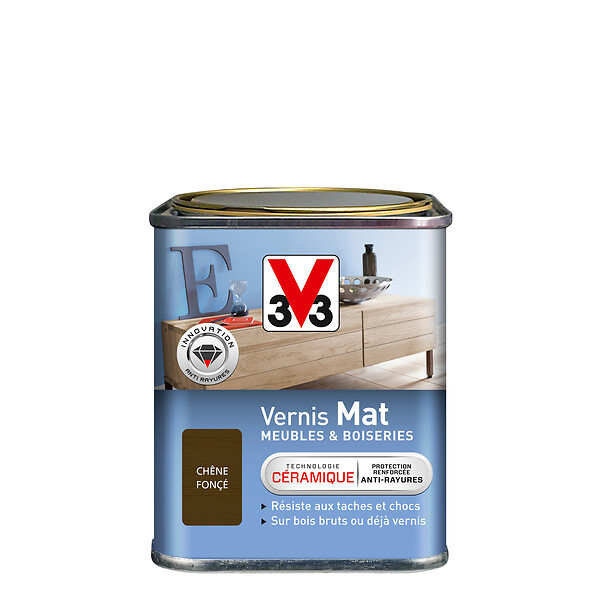 V33 BOIS - Vernis Meubles et Boiseries Mat Chêne foncé - 0,25 L - large