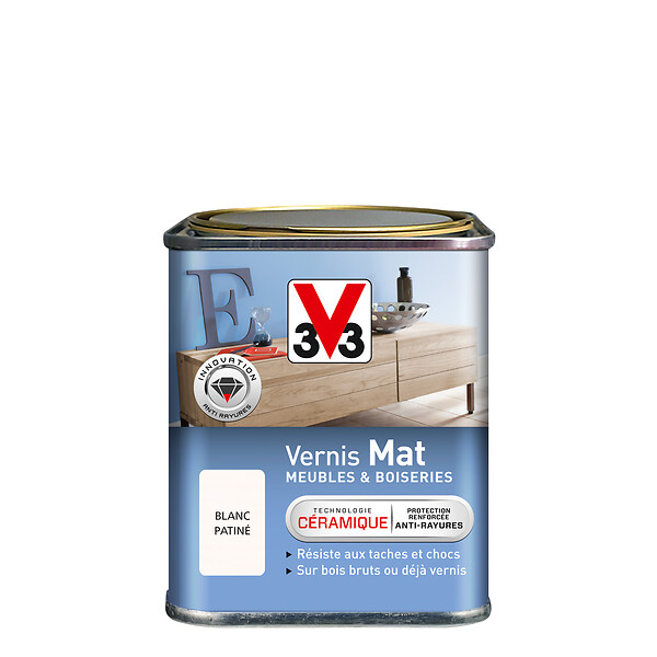 V33 BOIS - Vernis mat blanc patine 0.25 litre - large