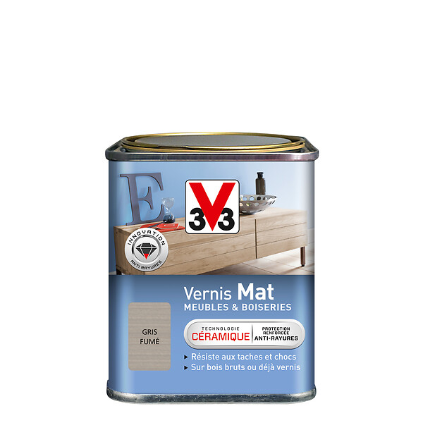 V33 BOIS - Vernis décoratif mat Gris Fumé 0.25 L - large