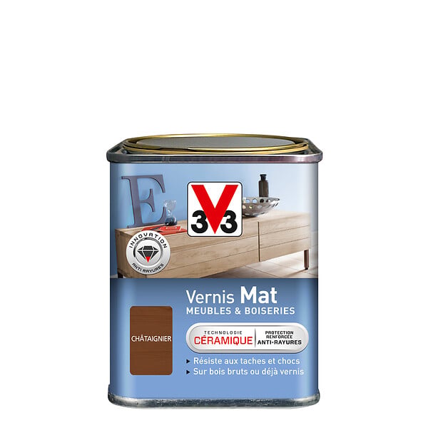 V33 BOIS - Vernis mat châtaignier - Bois - 0,25 L - large