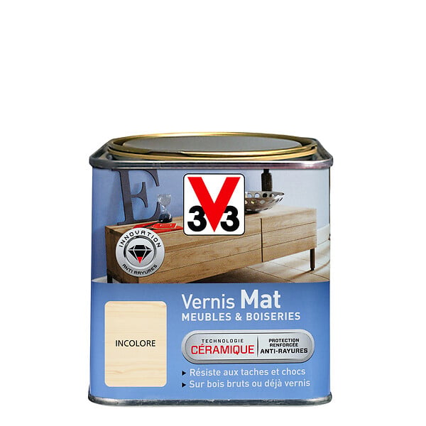 V33 BOIS - Vernis Meubles et Boiseries Mat Incolore Pot 0.5l - large