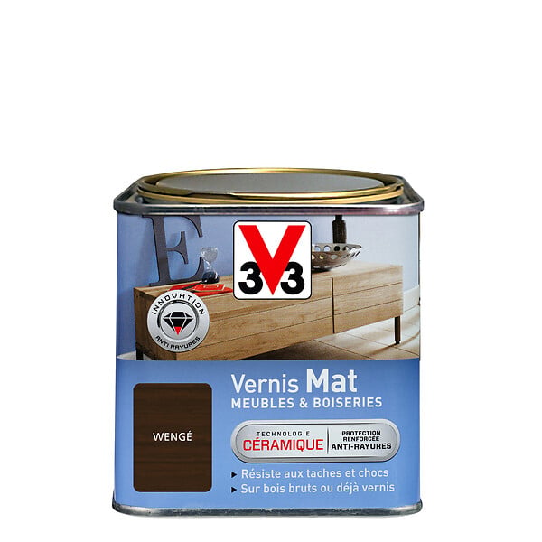 V33 BOIS - Vernis meubles et boiseries mat Wengé - 0,5L - large