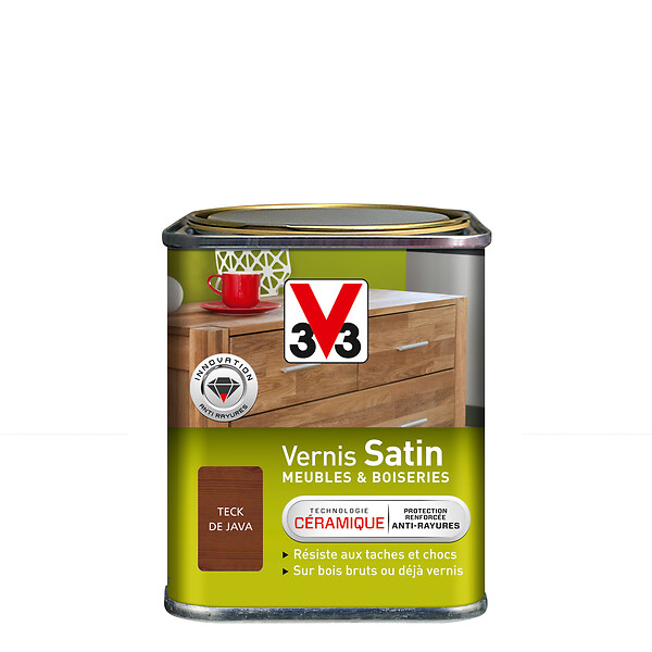 V33 BOIS - Vernis Meubles et Boiseries Satin Teck java - 0,25L - large