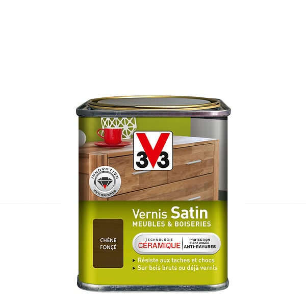 V33 BOIS - Vernis satin chêne fonce 0.25 litre - large