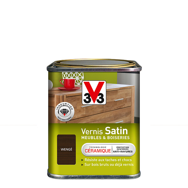 V33 BOIS - Vernis Meubles et Boiseries Satin Wengé - 0,25 L - large