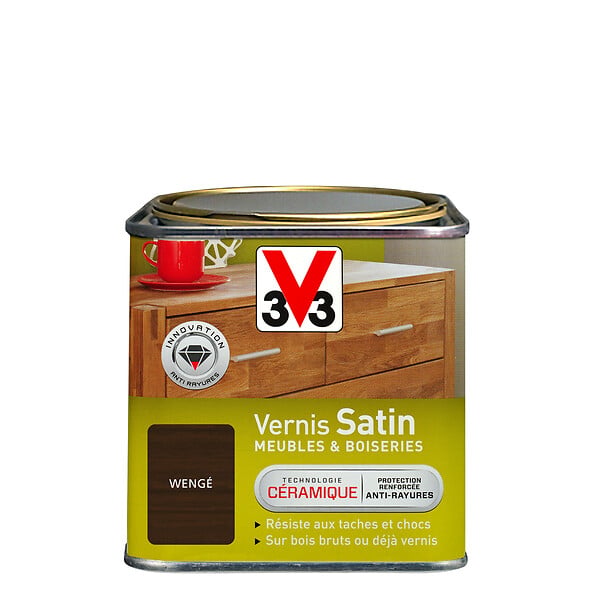 V33 BOIS - Vernis satin wengé pour bois - 0,5Litre - large