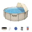 BESTWAY - Piscine tubulaire Power Steel acier - Décor rotin - Diam.396xH.107cm - vignette