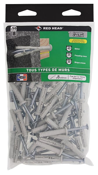 RED HEAD - Sachet de 50 chevilles Frapex M 8x40mm - large
