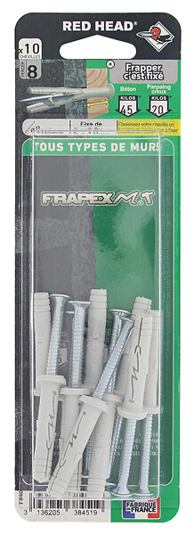 RED HEAD - Blister de 10 chevilles Frapex M 8x40mm - large