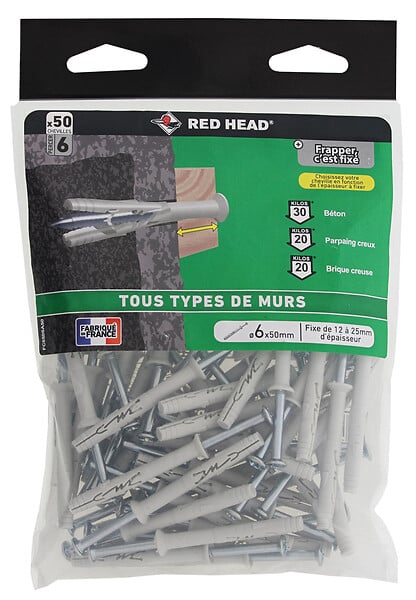RED HEAD - Sachet de 50 chevilles Frapex M 6x50mm - large