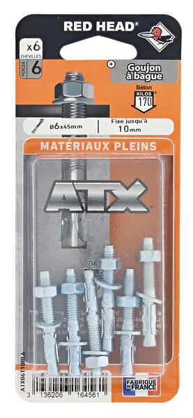 RED HEAD - Blister de 6 chevilles ATX 6x45mm - large