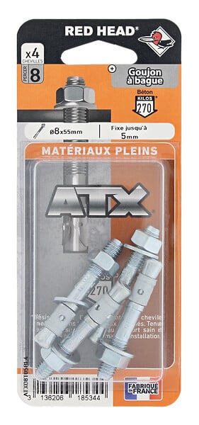 RED HEAD - Blister de 4 chevilles ATX 8x55mm - large