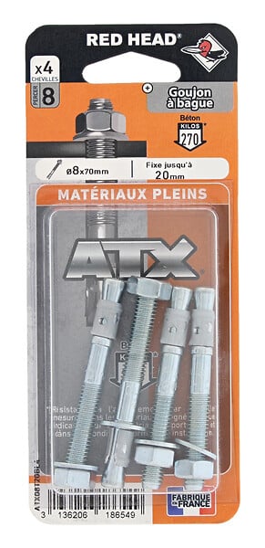 RED HEAD - Blister de 4 chevilles ATX 8x70mm - large