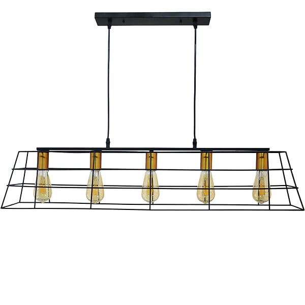 C-CREATION - Suspension métal - Midest - Noir et cuivre - 5 lumières E27 - large