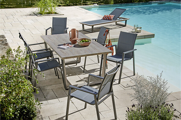 Table de jardin Allure - Aluminium - Gris anthracite - 6 personnes - large