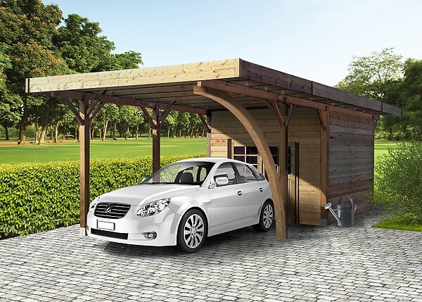 SOLID - Carport avec abri en pin du Nord  - L.406xl.706cm - large