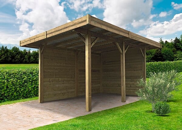 SOLID - Carport bois épicéa du Nord Superia - Marron - L.406xP.506cm - large