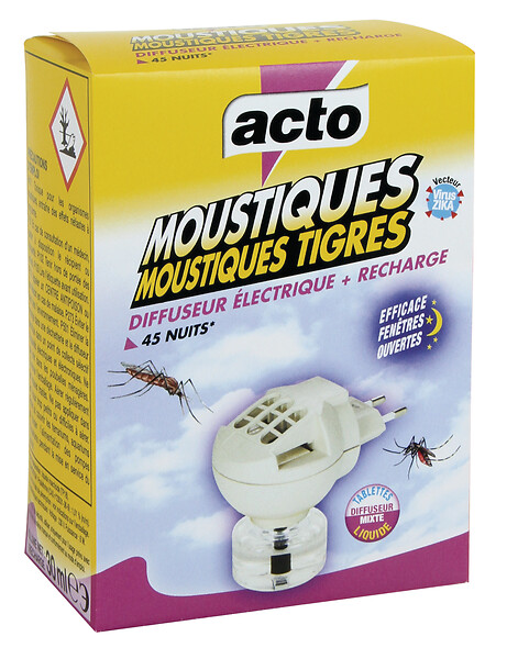 ACTO - Diffuseur électrique anti-moustiques - 45 nuits - 12m² - large