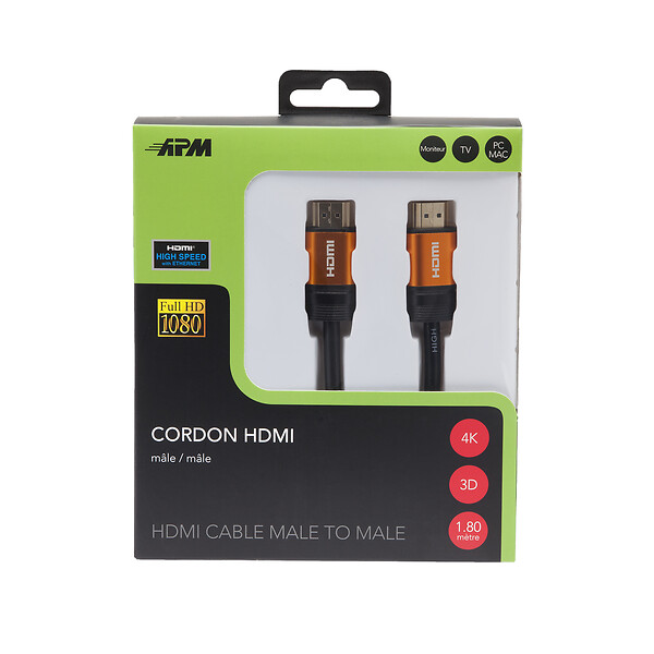 APM - Câble HDMI 4K Ethernet - Noir - 1.8m - large