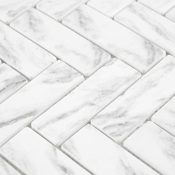 MAT INTER - Feuille 300x315x6mm chevrons briquettes effet marbre carrare - large
