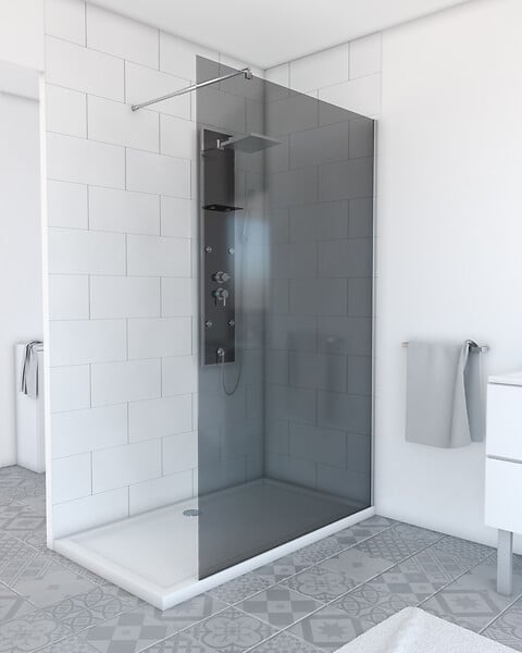 AURLANE - Paroi de douche fumée en verre trempé Parma 2 - large
