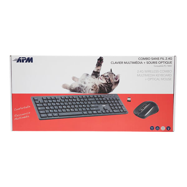 APM - Combo sans fil clavier et souris - AZERTY - 2,4 GHz - large