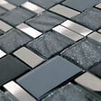 MAT INTER - Feuille 300x300 barettes verre- alu structures-pailletees grises - vignette