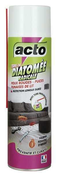ACTO - Terre de diatomee poudre fourmis - puces - punaises de lit 500ml - large