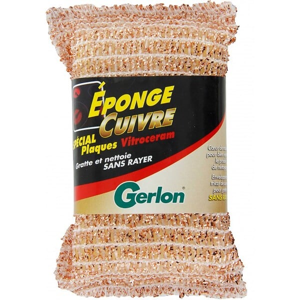 GERLON - Éponge cuivre - pour plaques vitrocéramiques et induction - 13 x 7 cm - large