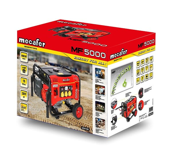 MECAFER - Groupe électrogène chantier essence MF5000 - 4000W - 25L - large
