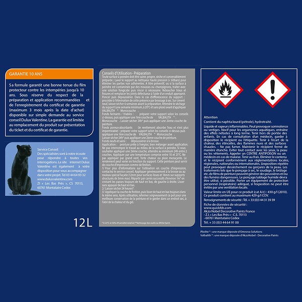 DULUX VALENTINE - Peinture façade monocouche Valbalith - Ton Pierre - Mat - 12L - large