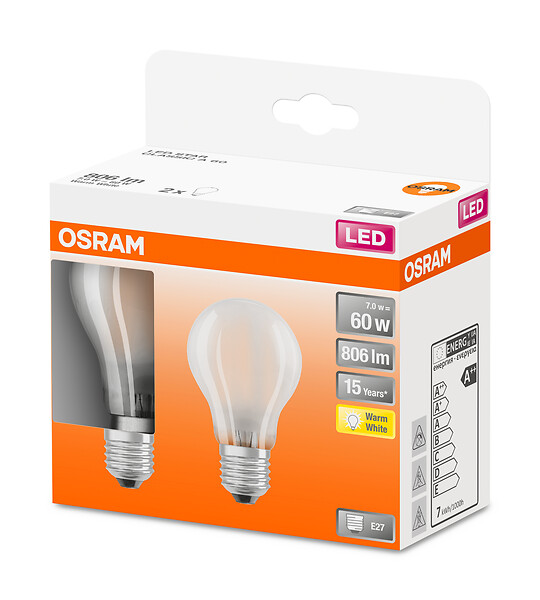 OSRAM - Ampoule LED filament E27 - Blanc chaud - 7W (806lm) - large