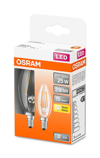 OSRAM - Ampoule LED décorative - CLASSIC B 25 - Bougie E14 - 2,5W - large