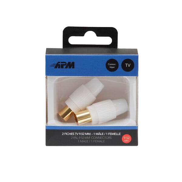 APM - 2 fiches f tv 9.52mm mâle femelle - large