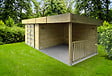 SOLID - Abri de jardin bois Arhus avec auvent - Bois naturel - L.661,4xH.219xP.245cm - vignette