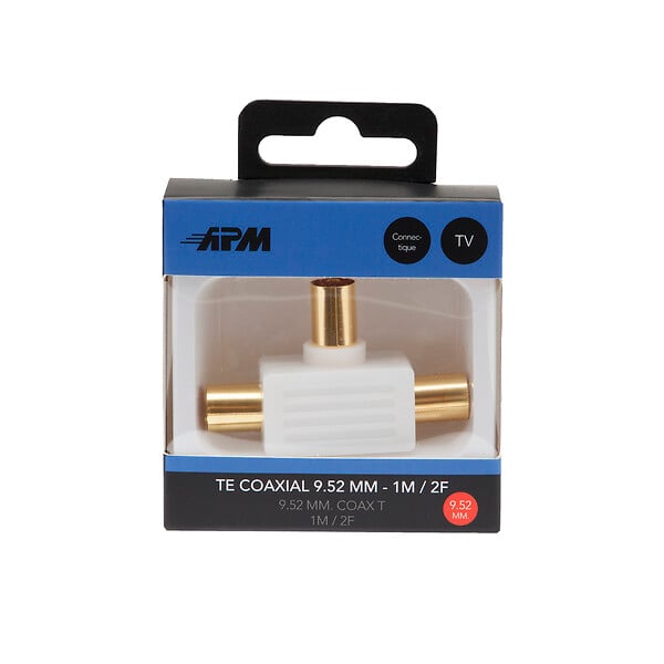 APM - Té coaxial 9,52 mm - 1 mâle 2 femelles - Or - large