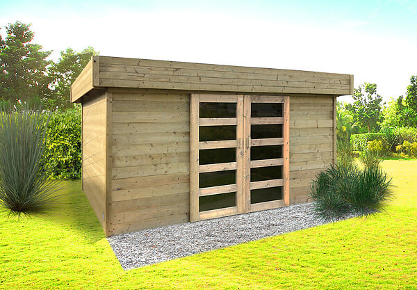 SOLID - Abri de jardin bois Malmö - Vert - L.392xH.218.5xP.304cm - large