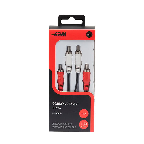 APM - Câble audio RCA - Mâle mâle 1.5m - Noir - Stéréo - large