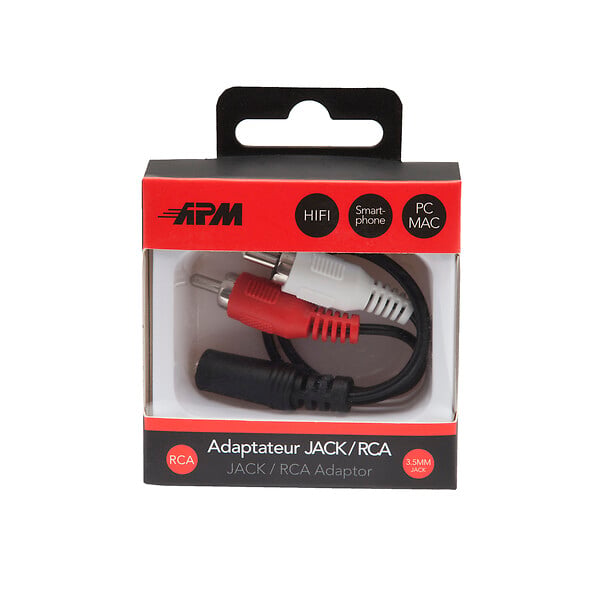 APM - Adaptateur jack 3.5 mm femelle - 2 RCA mâles - 15 cm - large