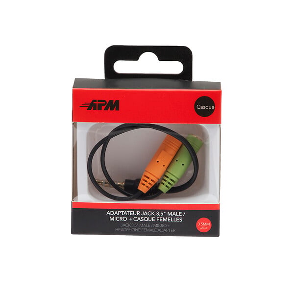 APM - Adaptateur jack 3.5mm - Micro + casque stéréo - 14 cm - large