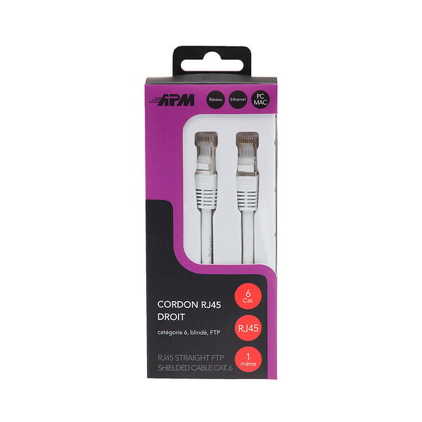 APM - Câble réseau RJ45 catégorie 6 FTP Blanc 1m - large