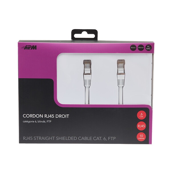 APM - Cordon rj45 catégorie 6 ftp blanc 10m - large