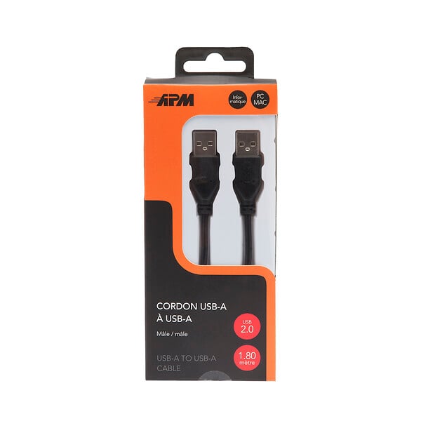 APM - Câble USB 2.0 USB-A mâle/mâle - Noir - 1,8m - large