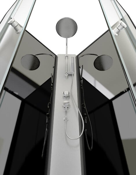 AURLANE - Cabine de douche 1/4 cercle Nébula - Noir - 85x85x225cm - large