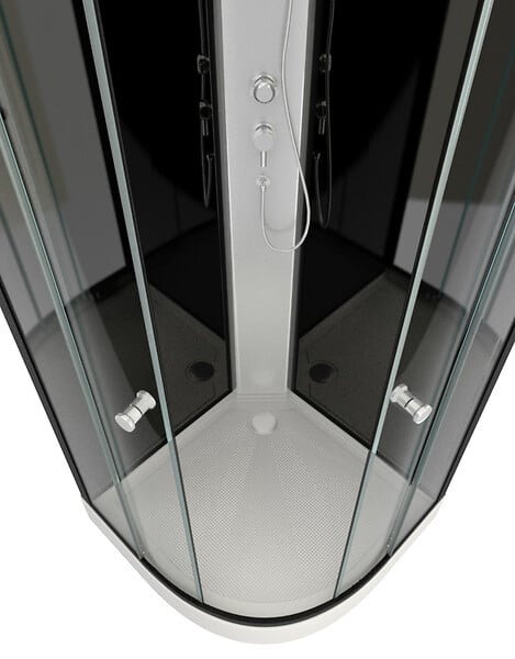 AURLANE - Cabine de douche 1/4 cercle Nébula - Noir - 85x85x225cm - large