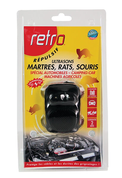 RETRO - Répulsif ultrasons rongeurs auto - 12V-24V - flash lumineux - large